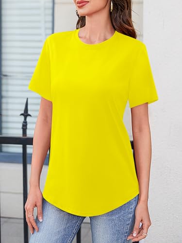 Image of Elesomo Womens Shirts Casual Crew Neck Short /Long Sleeve Tunic Tops Tees