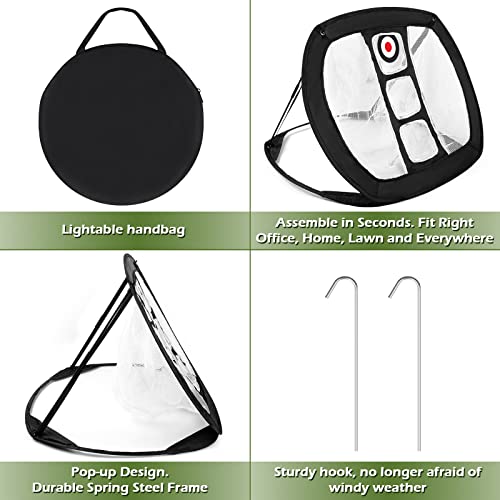 Tri-Turf Golf Mat With Training Net, Portable Golf Hitting Mat & Golf Chipping Net Set For Swing Golfing Practice - Heavy Duty Folding Turf Indoor/Outdoor Pad #TOP4