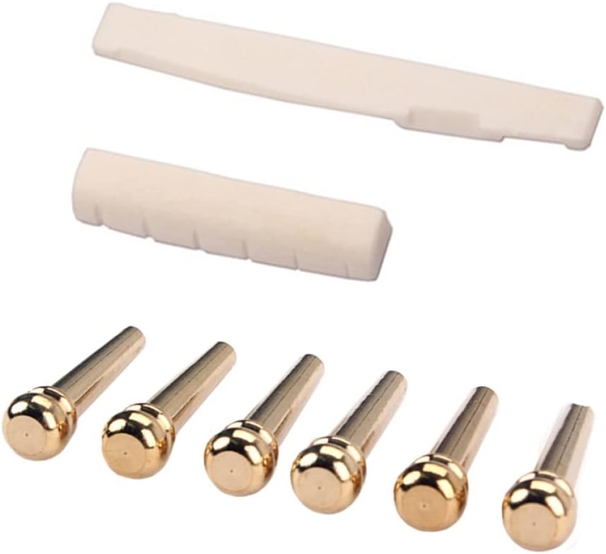 SUPVOX Guitar Bridge Pins Pegs Guitar Bridge Saddle Guitar Saddle Acoustic Guitar Bridge Pins Bone Acoustic Guitar Bridge Pins Saddle and Nut Kit Acoustic Guitar Nut Beef Bone Suite