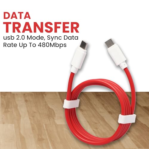 Image of 65W Type C to Type c WARP /Dash C Type Cable Fast Charging, 10000+ Bends Lifespan Compatible for One Plus 11 /11R /10 /10pro /10r /Google Pixel and Other USB-C Type Devices, C to C Cable - 1M Red