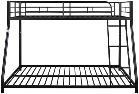 Miniatura 6 de anwickjeff Litera de metal para suelo de cama individual sobre matrimonial, marco resistente con escalera inclinada y barandillas de seguridad para