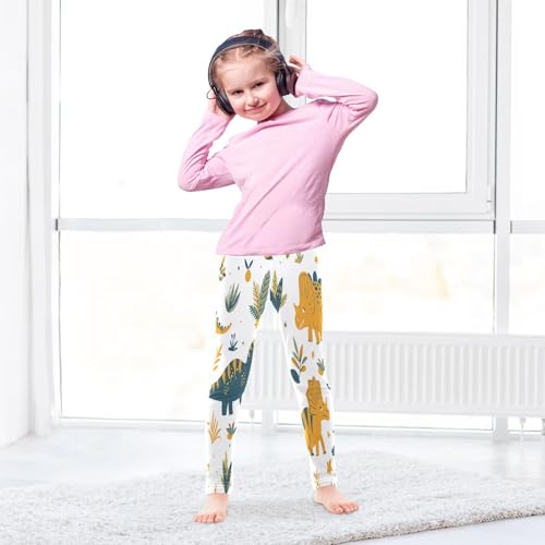 Bolaz Toddler Girls Leggings Printed Yoga Pants Leggings Yellow Green Dinosaur for Kids4