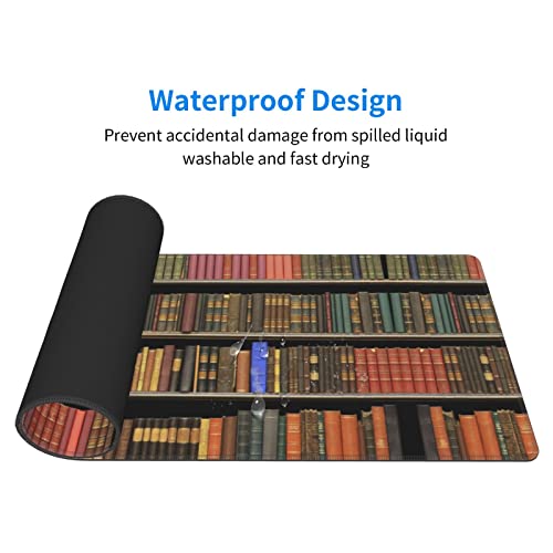 Tapis de souris de jeu grand format motif bibliothèque pour clavier