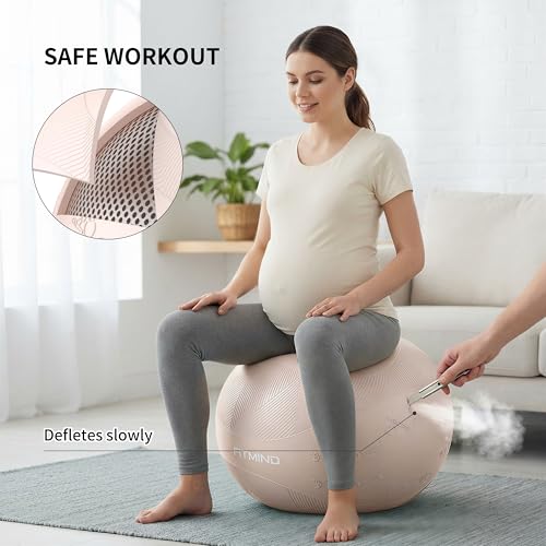 Image of Extra Thick Yoga Ball with Training Instruction, Anti-Burst Slip Resistant Exercise Ball with Pump for Pilates,Physical Therapy,Pregnancy Stability,Birthing Ball 22in 26in 30in