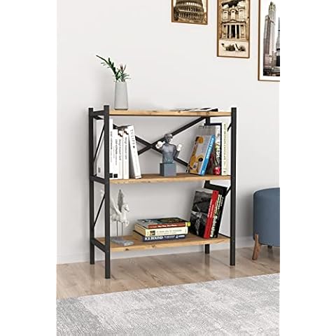 HomeHQ 3-Tier Open Shelf Bookcase, Decorative Bookshelf with 3 Shelves (Pine) Cover