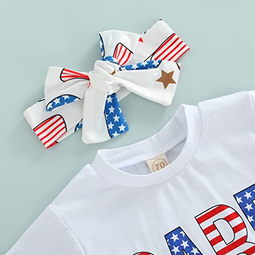 BemeyourBBs 0-6 Years Matching Sister 4th of July Outfit American Flag Tassel T-Shirt Shorts or Flared Pants with Headband4