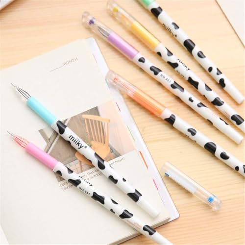 12 bolígrafos de gel con tinta multicolor diseño vaca kawaii miniatura 5