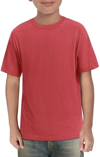 Haloumoning Boys Short Sleeve Shirts Kids Summer Crewneck T-Shirts 5-14Y