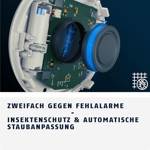 ABUS Rauchmelder Prefira 5 - zertifizierter Rauchwarnmelder mit austauschbaren 5-Jahres-Batterien, großer Prüftaste, Fehlalarm-Reduzierung durch Insektenschutzgitter und Verschmutzungskompensation