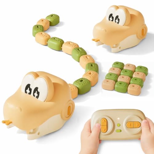 Magnetic Snake Game Toy, Self‑Eating Interactive Play Toy with Sound and Light, Birthday Present for Boys Girls Children，Yellow Snake A
