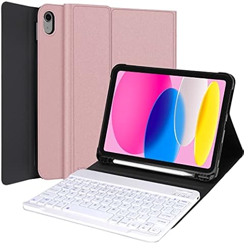 SENGBIRCH Funda con teclado magnético extraíble para iPad 10 generación 2022, rosa Cover