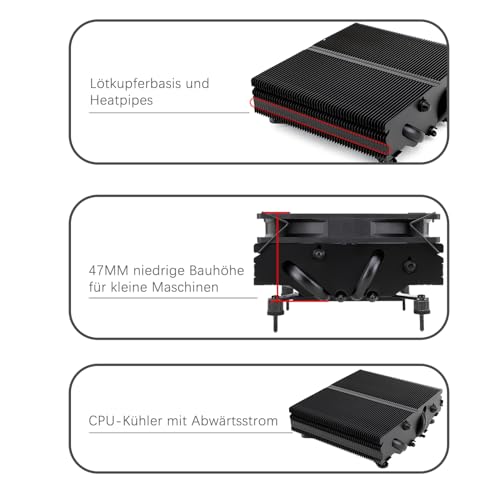 Refroidisseur de cpu thermalright axp90 x47 noir bas profil pour eviter la surchauffe pc itx - 5