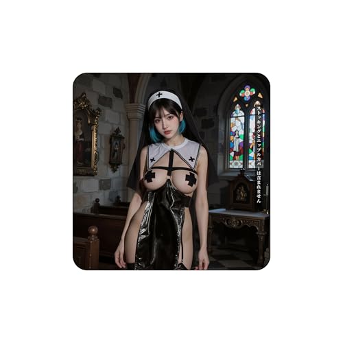 [QINGCHENGNIΛO] 修道女服 コスプレ セクシー エッチ レディース ランジェリー 過激 変態 聖女 教会 えろい下着 エロチック 胸の開口部 穴開き式 胸尻露出 ヴェール ショール アダルト 衣装 女性用 透ける カップルの刺激 誘惑 黒+白 - 画像2