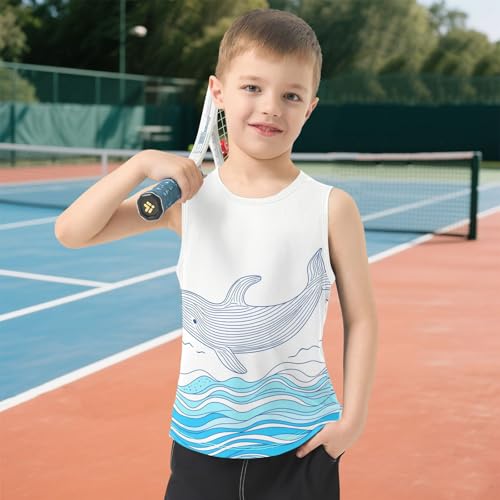 Boys Tank Top Shirts Cartoon Whale Sleeveless T-Shirts Crew Neck for Kids Clothing Children 6