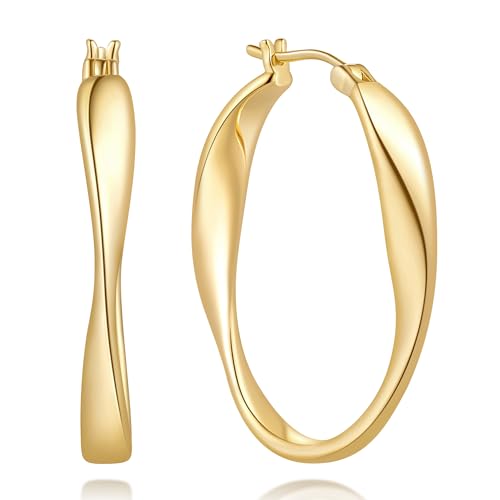 14K Gold Hoop Earrings for Women Large Gold Earrings Hoops