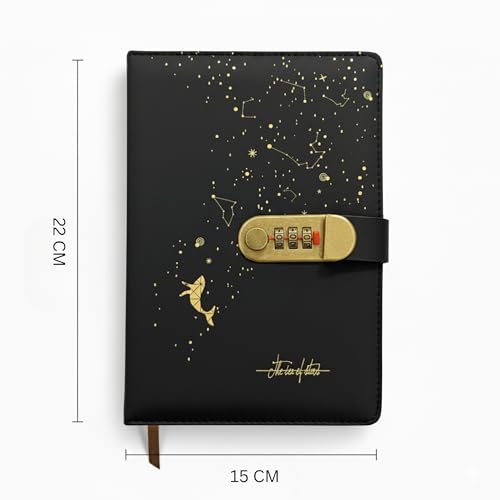 Image of Diary with Lock, A5 Personal Notebook with 3-Digit Combination Lock, PU Leather Journal for Women & Men | Secret Writing Notebook for Girls, Boys, Office & School and Gifts (22 X 15 CM) (Starline)