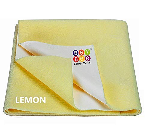 BeyBee Waterproof Quick Dry Sheet for Baby| Bed Pad Anti-Piling Fleece Extra Absorbent Washable Matress Protector| Baby Bed Protector Sheet for Toddler Children, Medium Size, 100x70cm, Yellow