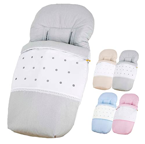 Saco Silla Paseo Universal - Uso como Saco en Invierno o como Funda de Silla en Verano - Hecho en España por Trimatt - color GRIS CLARO