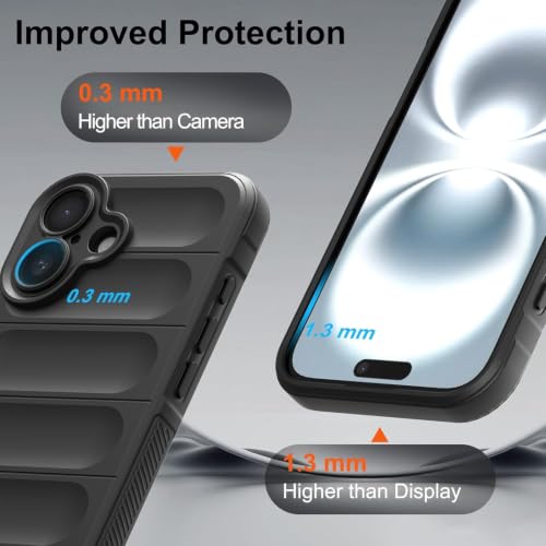 Image of ShieldTech AirGuard Series Back Cover Case for Apple iPhone 16 Plus | Microfiber Lining | Airbag Cushion Drop Protection | Shockproof Silicone Cover Case | Anti Slip Grip - Black for iPhone 16 Plus