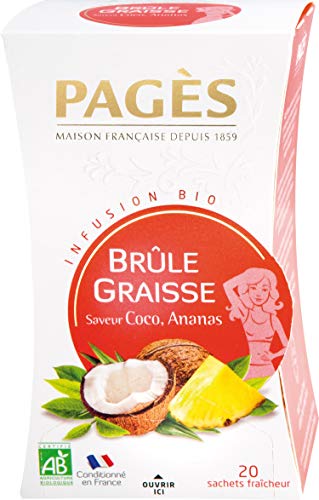 Pagès Infusion Bio Brûle Graisses Saveur Coco, Ananas - boîte De 20 Sachets