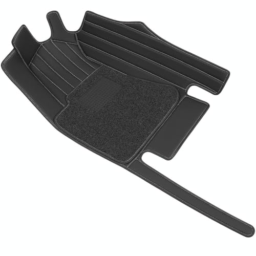 Image of 9D Car Floor Mat for Mahindra XEV 9S EV 7 Seater3R CS | Waterproof | Anti-Slip | Luxury Premium Leather Car Mat | Full Coverage | All Weather | Custom Fitted Car Foot Mats - Black with Silver