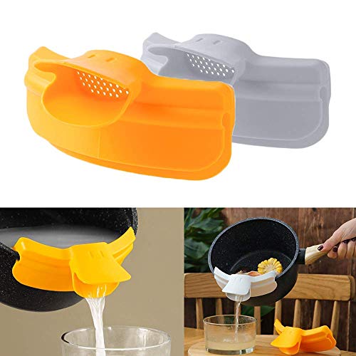 2 Packs Duckbill Pots Round Edge Funnel, Silicone Pour Soup Funnel Anti-Spill Deflector, Slip On Pouring Spout Funnel for Pot Pan Bowl Jar Pour Soup Easy Pour Anti-Leaking Clip Pouring Tool