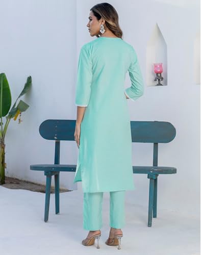 Image of SKYLEE Rayon Chikankari Embroidery Anarkali Kurta Set with Dupatta
