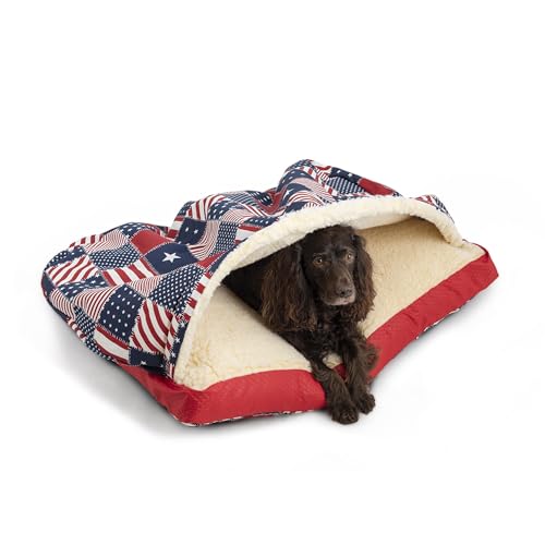 Image of Snoozer Rectangle Cozy Cave Dog Bed, Hooded Dog Bed, Starpatch Diamond (M)