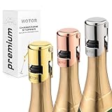 WOTOR 3 Piezas Tapon Botella Cava de Acero Inoxidable, Tapón de Champán con Boca Sellada de Grado Alimenticio, Tapon Prosecco, Evitar Fugas y Mantenerse Fresco (Tricolor)