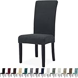 YSTELLAA Fundas Sillas De Comedor Pack 4, Fundas Sillas Ajustables, con Respaldo, Súper Elástica, Universal, Fácil De Instalar, Lavables, para Comedor Sala Cocina, Negro Gris