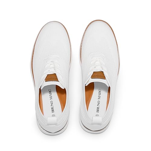 Bruno Marc Men's KnitFlex Breeze Mesh Sneakers Oxfords Lace-Up Lightweight Casual Walking Shoes,Size 10.5,White,GRAND-02