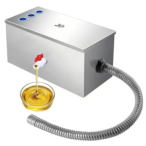 Edelstahl Fettabscheider Interceptor 54L Kommerzieller Fettabscheider mit 3 oberen Einlass Fat Separator für Küche Hotel und Buffet Küchenhygiene Sicherstellen