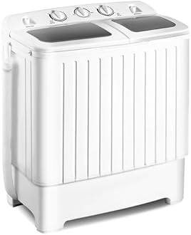 Giantex Portable Washing Machine, 20lbs Washer and Spinner Combo, Twin Tub 12lbs Wash & 8lbs Spin, Mini Compact Laundry Clothes Lavadora Portatil for Apartment Dorm RVs (White & Grey)