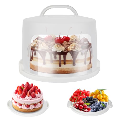 La Mejor Selección de Portatartas Top 5. 39 Opexscal Portatartes grande con tapa y asa, soporte multiusos para tartas con tapa para tartas de 11 pulgadas, tarta, contenedor de plástico para tartas