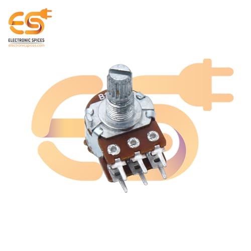 Image of Electronic Spices 50k 6 Pin Round Shaft Dual Gang Rotary Potentiometer Volume Pot 50K with Knob for Multiple Applications (Pack of 4)