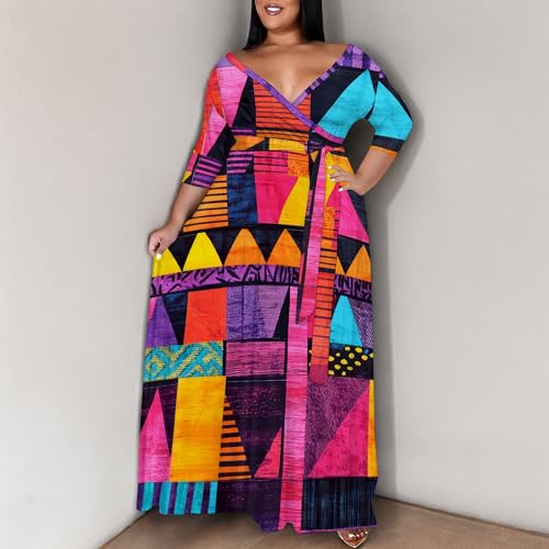 Image of SUZONANA Women's Plus Size Maxi Dresses Casual Loose Short Sleeve Long Maxi Dress with Belt Wedding