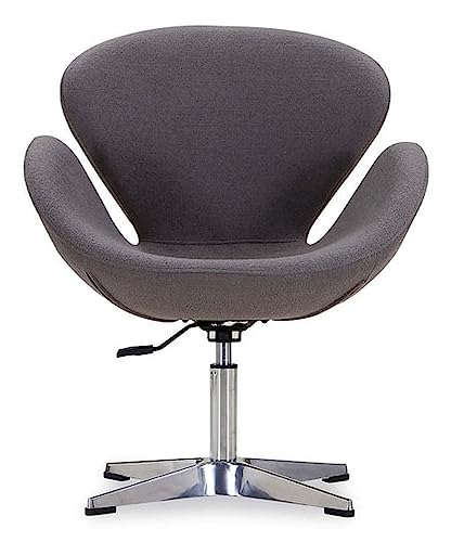 Image of Faux Leather - Modern Swivel Lounge Chair With Hydraulic Lift For Home Office Hotel Cafe (Grey)