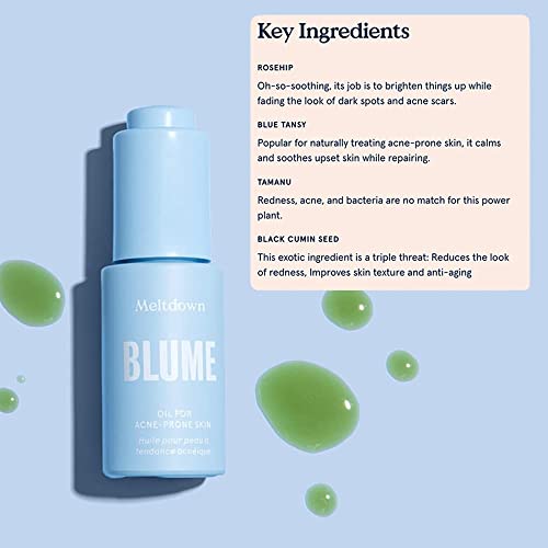 Blume Meltdown Acne Oil - Acne Treatment For Face - Facial Oil With Black Cumin + Blue Tansy + Rosehip Oil - Skin Care For Acne Prone Skin With Blue Tansy (1Oz) #TOP3