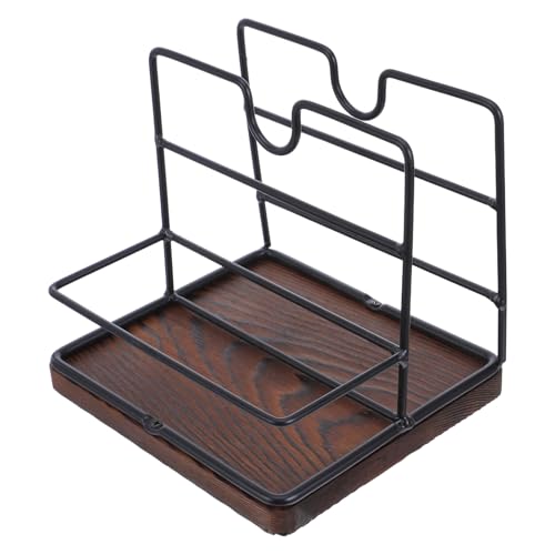 LOLIPPYY Porte-Serviettes de Table en Bois Foncé Organiseur Rustique pour Serviettes en Papier Support Vertical avec Compartiment pour Sel et Poivre Cuisine Salle à Manger et