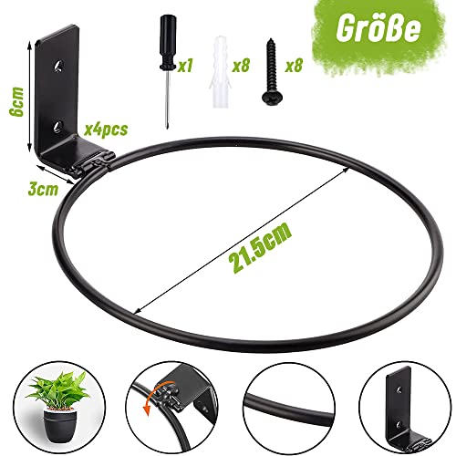 Miniatura 2 de Anyingkai Soporte De Pared Para Macetas,Anillo Maceta Colgante De Pared,Soporte De Pared Macetas Exterior,Anying Kai 4 Pcs Soporte De Anillo De Maceta, Pared Para Macetas Soporte Para Plantas 20.4