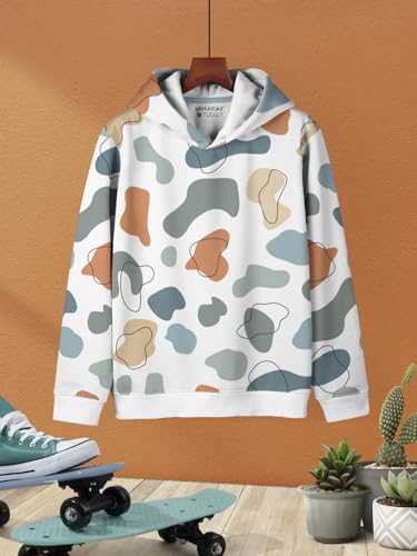 Image of HELLCAT Trendy Printed Cotton Blend Hoodie Sweatshirt for Boys