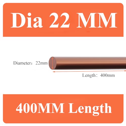 COYOUCO Pure Copper Round Rod 22Mm Dia, 300/400/500Mm Length Bare Copper Metal Rod for Metal Craft Hobbies, Electrical And Industry,22 * 400mm