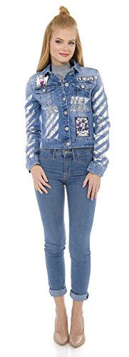 Veste de tailleur biker reflets argent bleu pour look audacieux - 2