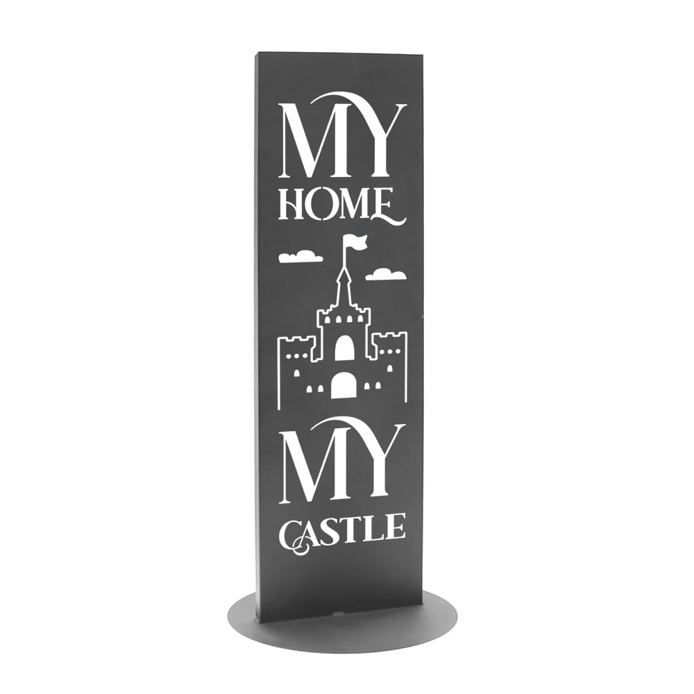 Bentatec Gartenschild Anthrazit Dekosäule "My Home is my Castle" 100cm x 30cm