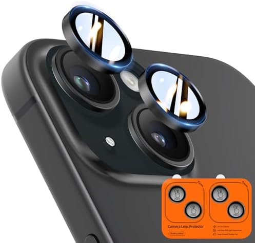TOCOL für iPhone 15 Kameraschutz, 2 Sets, Schwarz | Einfache Montage, Ultra HD Camera Cover, 9H Stoßfest Kratzfest, Hüllenkompatibel, Kameraschutz für iPhone 15 / 15 Plus