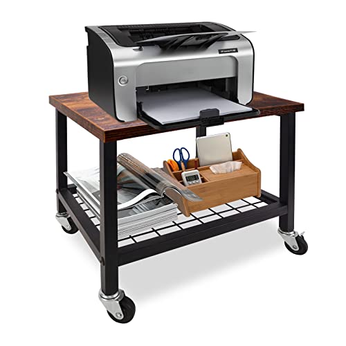 Voilamart Printer Stand Rack,2 Tier Printer Cart With Storage Shelf,Under Desk Printer Stands With Wheels,Printer Table For Fax Machine Book Shelf #TOP2