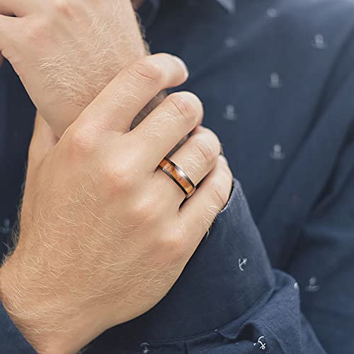 THREE KEYS JEWELRY 6mm Basic Black Titanium Wood Wedding Band Engagement Ring for men women Dome Polished Comfort Fit size 10.5 - Thumbnail 5