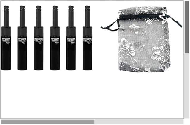 4 X CLIPPER MINI TUBE LIGHTER MINI TUBE LIGHTER BLACK SOFT TOUCH REFILLABLE LIGHTER TEA BBQ COOKER LIGHTER MINI TUBE Utility Lighter WITH GIFT CASE BLACK POUCH