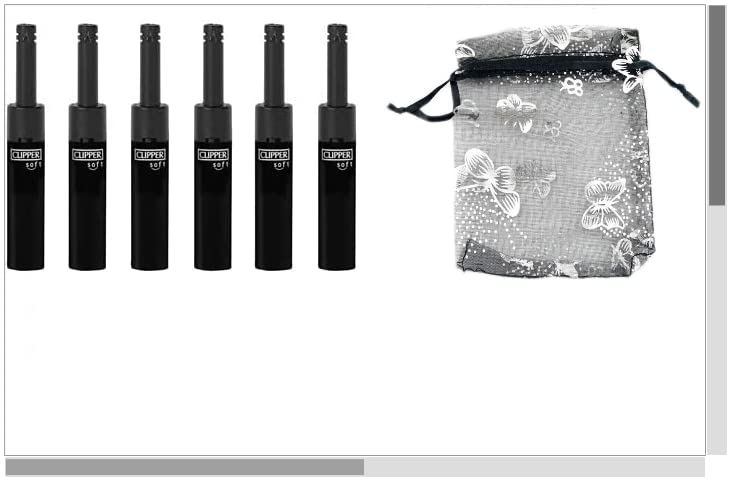 4 X CLIPPER MINI TUBE LIGHTER MINI TUBE LIGHTER BLACK SOFT TOUCH REFILLABLE LIGHTER TEA BBQ COOKER LIGHTER MINI TUBE Utility Lighter WITH GIFT CASE BLACK POUCH