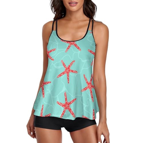 Robe de plage tankini rouge étoile de mer pour bouger librement sans maillot qui glisse